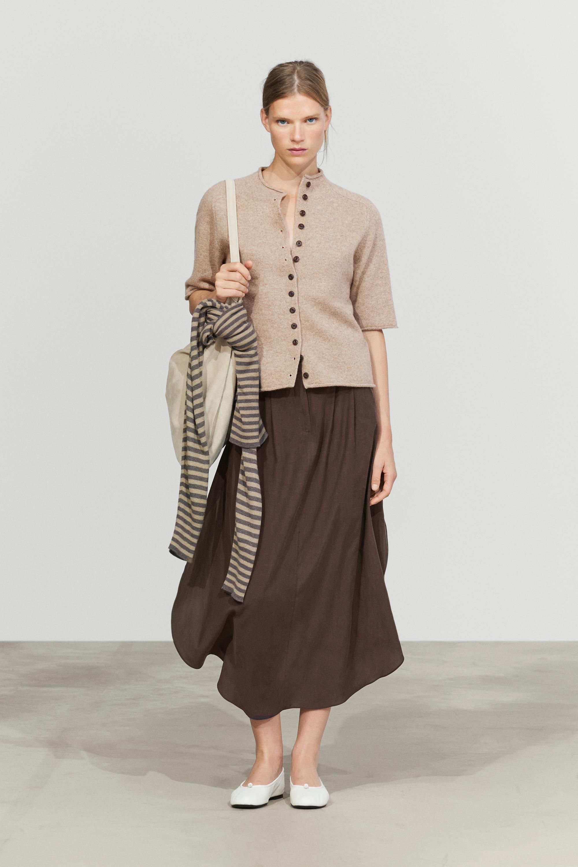 Cardigan en maille 100 % laine à col cheminée
